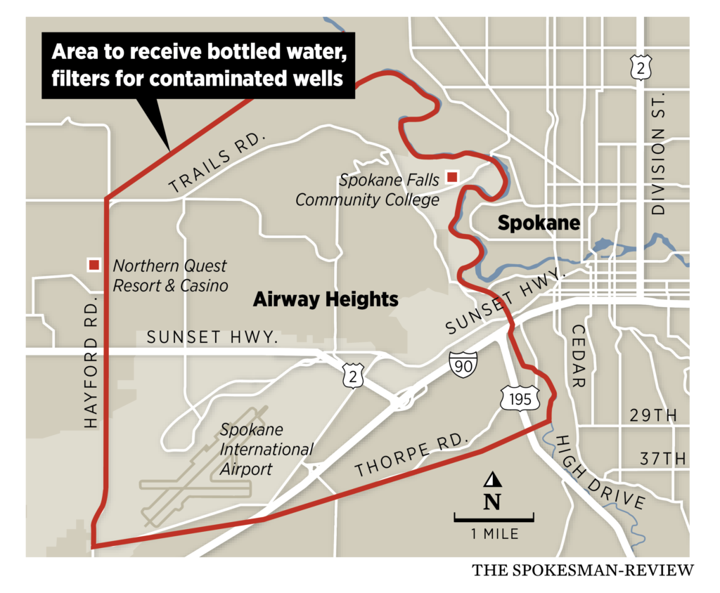 Map showing Spokane International Airport investigation area